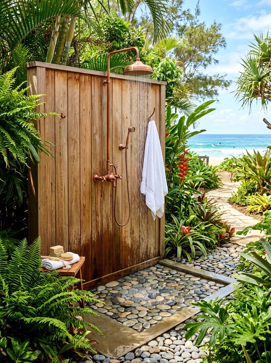 Outdoor surf shower - 30 surf shack decor ideas