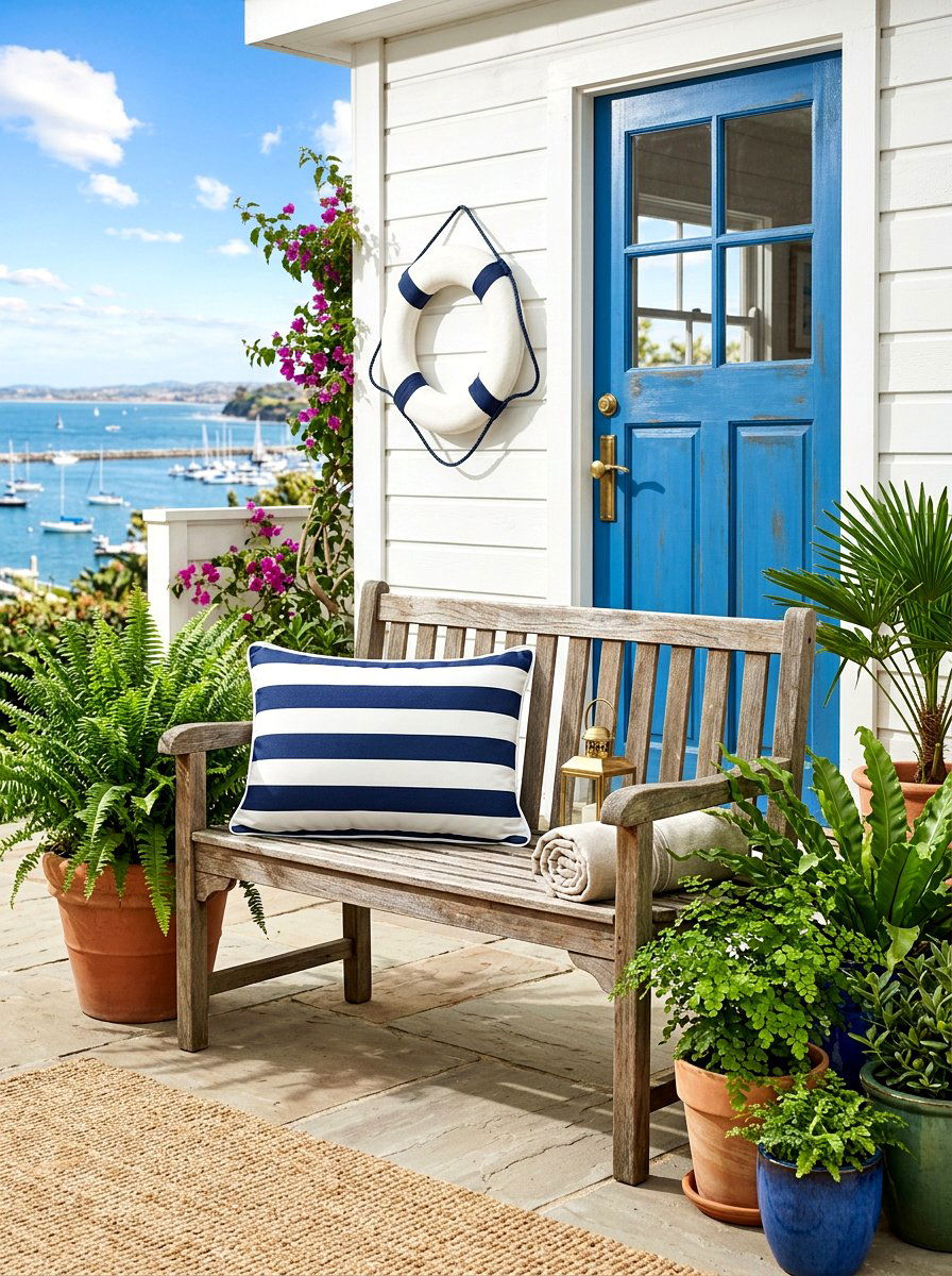 Outdoor throw pillow - 30 stoop decor ideas