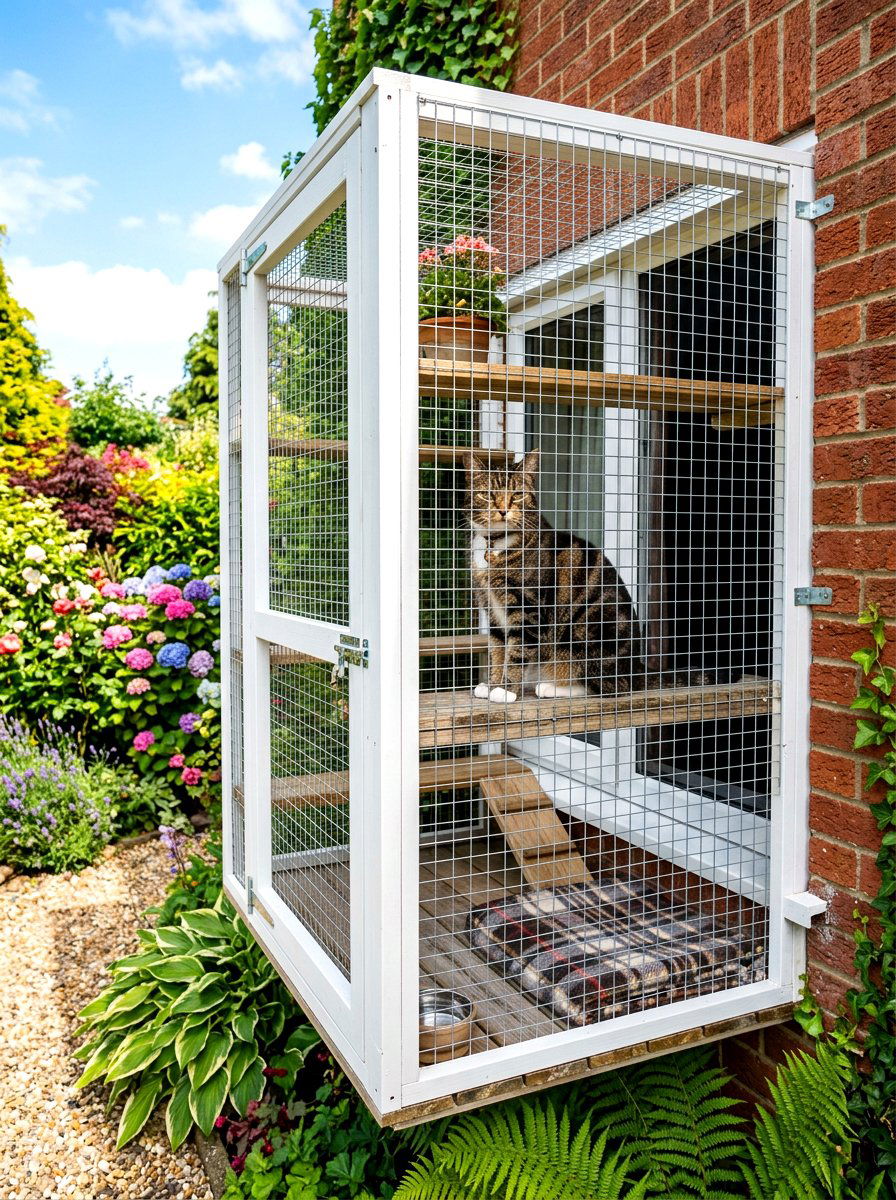 Outdoor window cat enclosure - 30 catio ideas