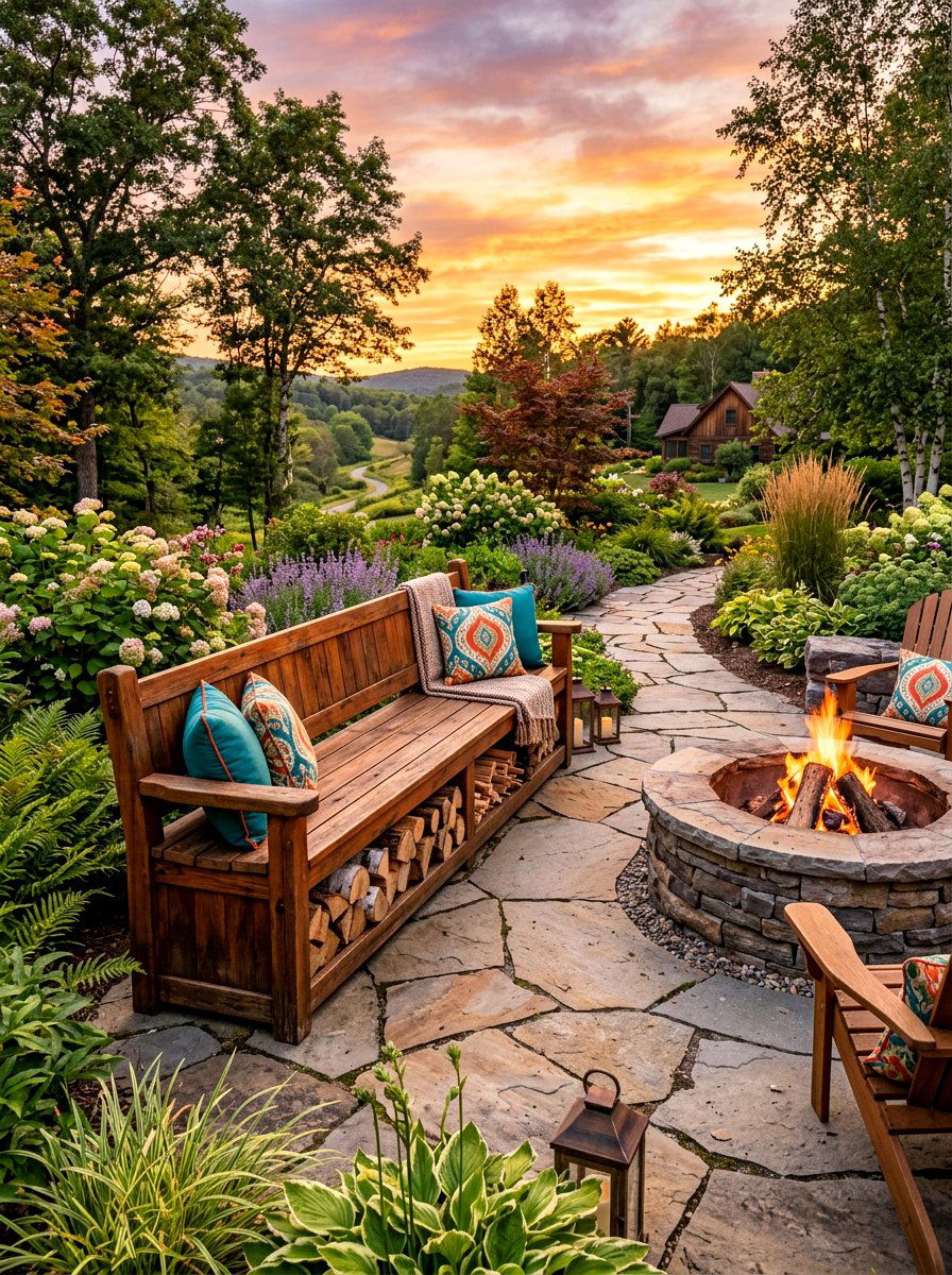 Outdoor wood storage bench - 30 log holder ideas