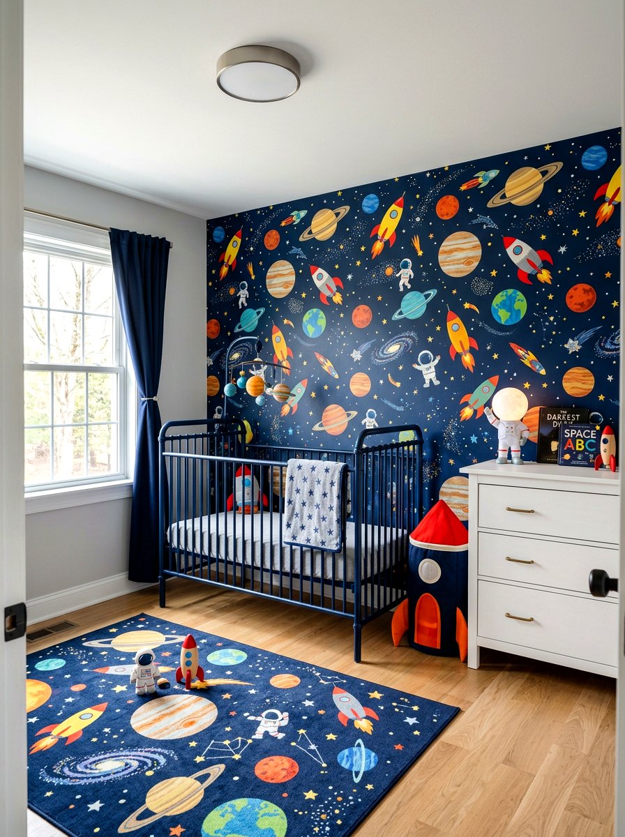 Outer Space Nursery Wallpaper - 30 celestial nursery ideas