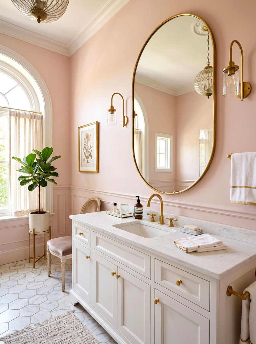 Oval Mirror Wall - 30 mirror wall bathroom ideas
