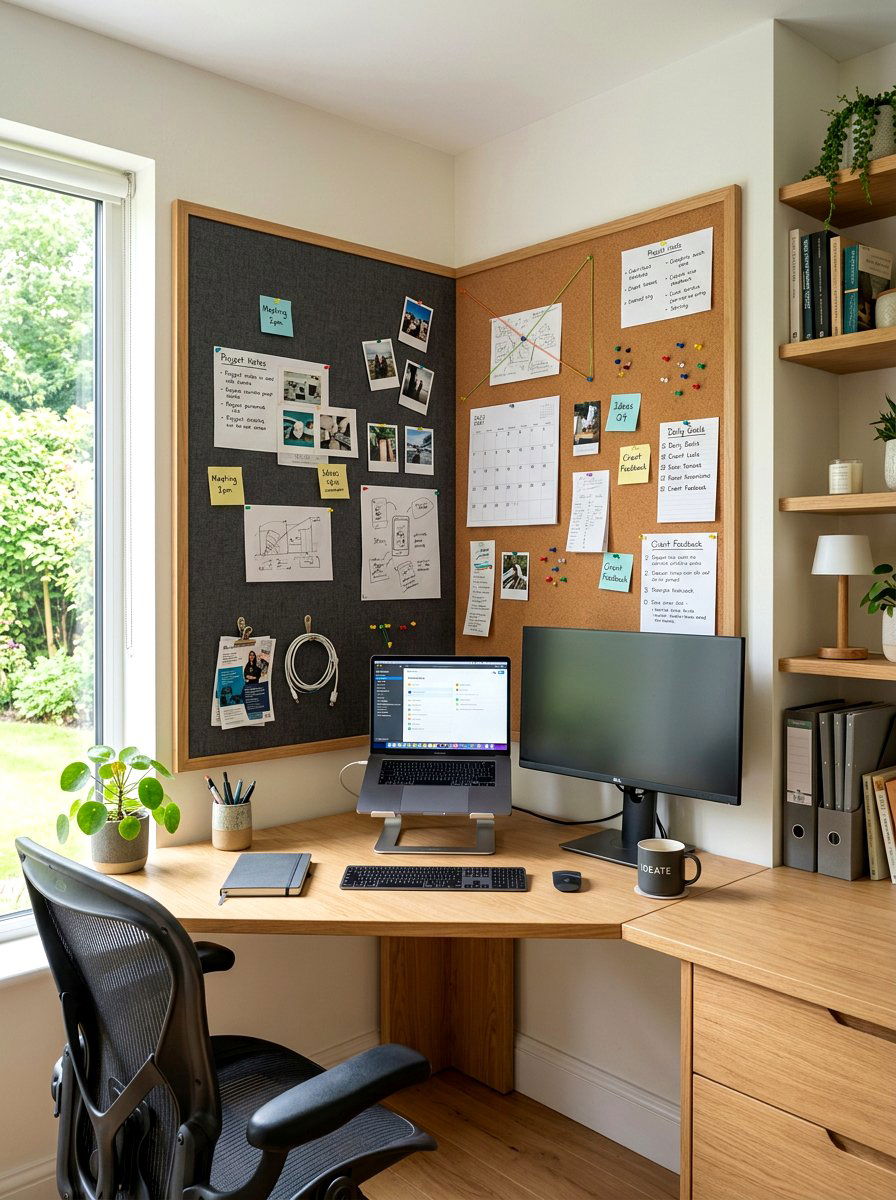 Over Desk Corner Board - 30 office pinboard ideas