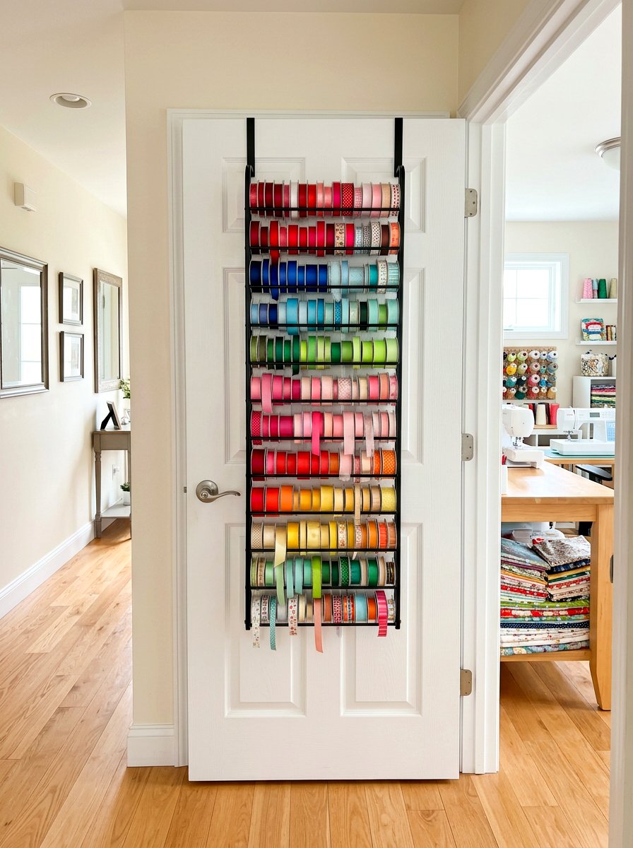 Over Door Ribbon Rack - 30 ribbon storage ideas