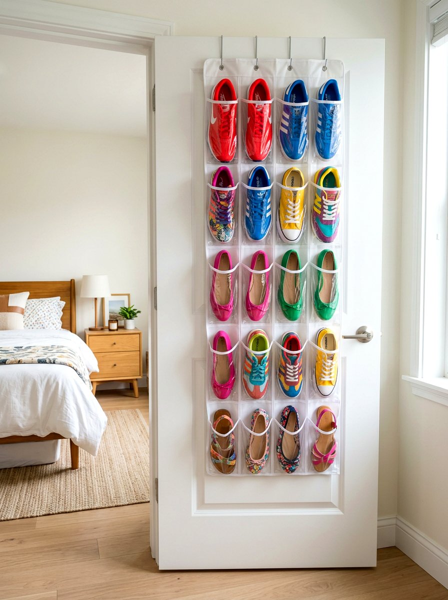 Over Door Shoe Organizer - 30 organizing small closets ideas