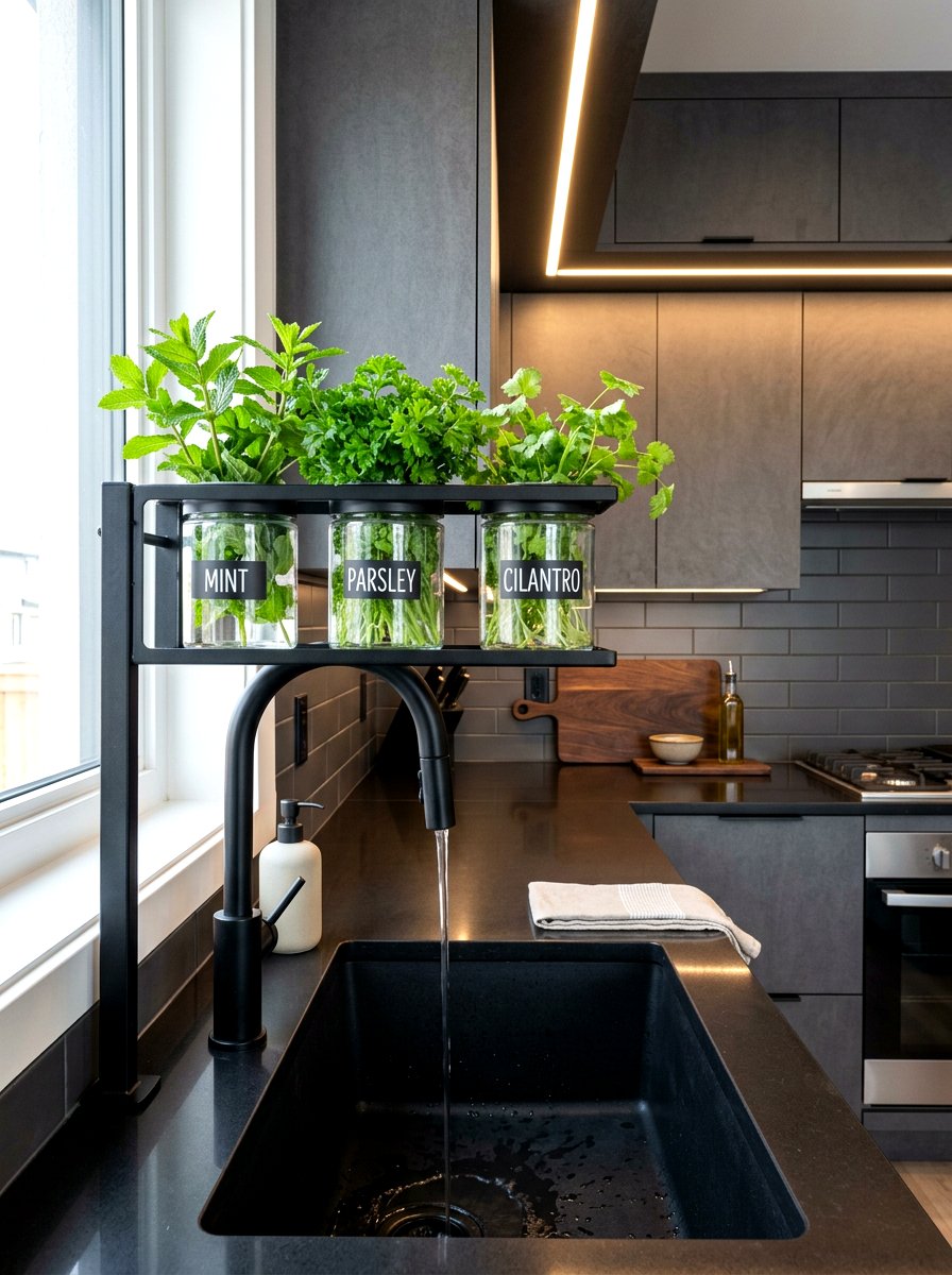 Over Sink Herb Rack - 30 kitchen plant shelf ideas