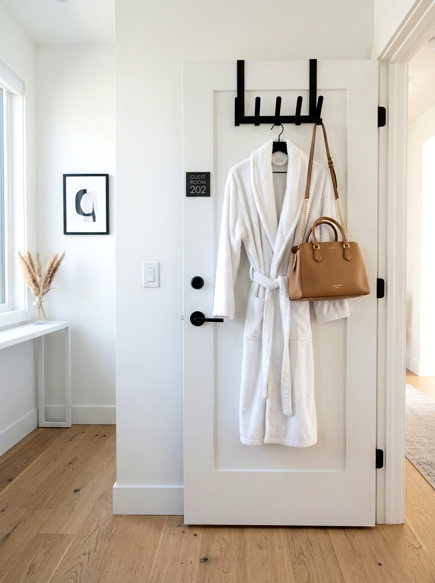 Over The Door Hooks - 30 organizing a guest room ideas