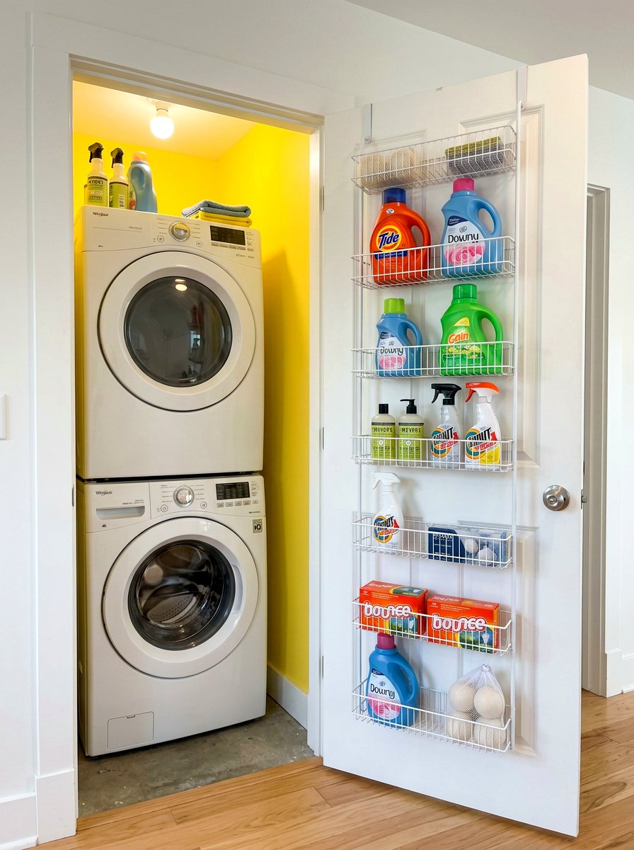 Over The Door Laundry Rack - 30 detergent shelf ideas