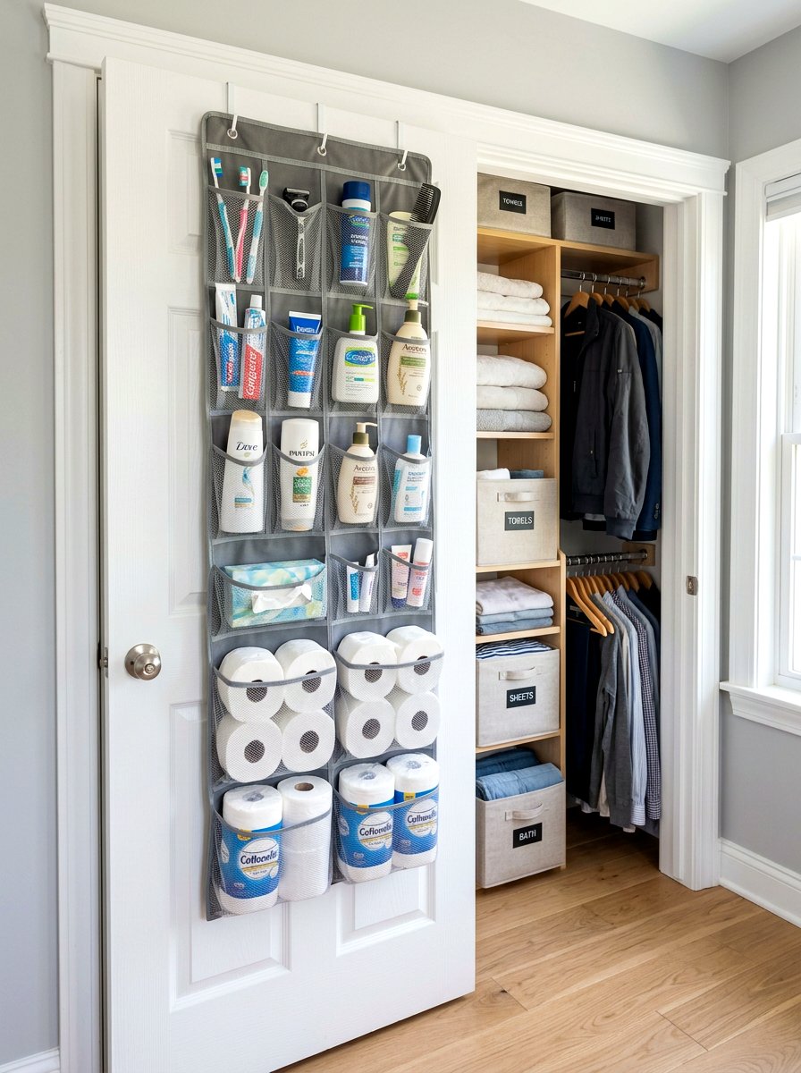 Over The Door Organizer - 30 linen closet organization ideas