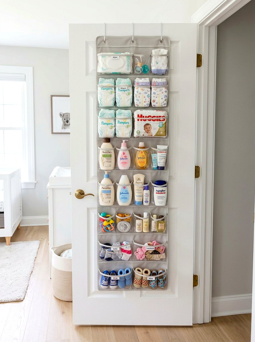 Over The Door Organizer - 30 nursery closet organization ideas
