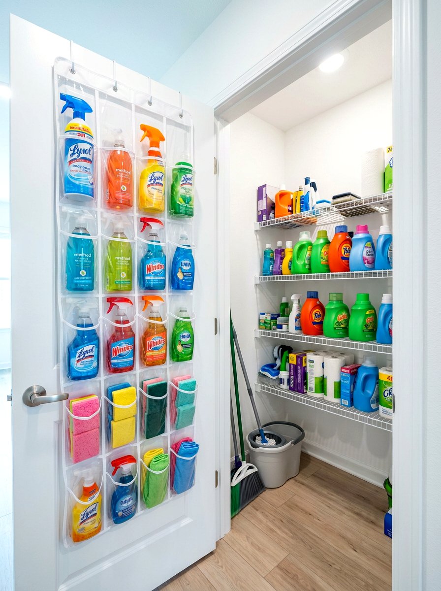 Over The Door Organizer - 30 utility closet shelving ideas
