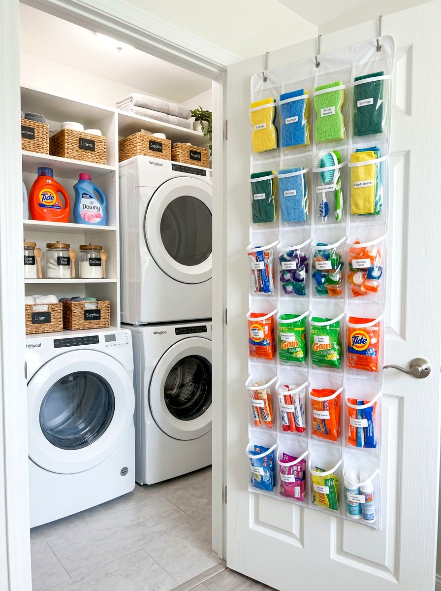 Over The Door Organizer - 30 laundry room storage ideas