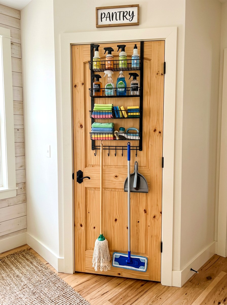 Over The Door Rack - 30 mop broom storage ideas