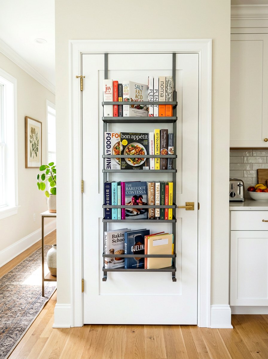 Over The Door Rack - 30 physical cookbook kitchen ideas