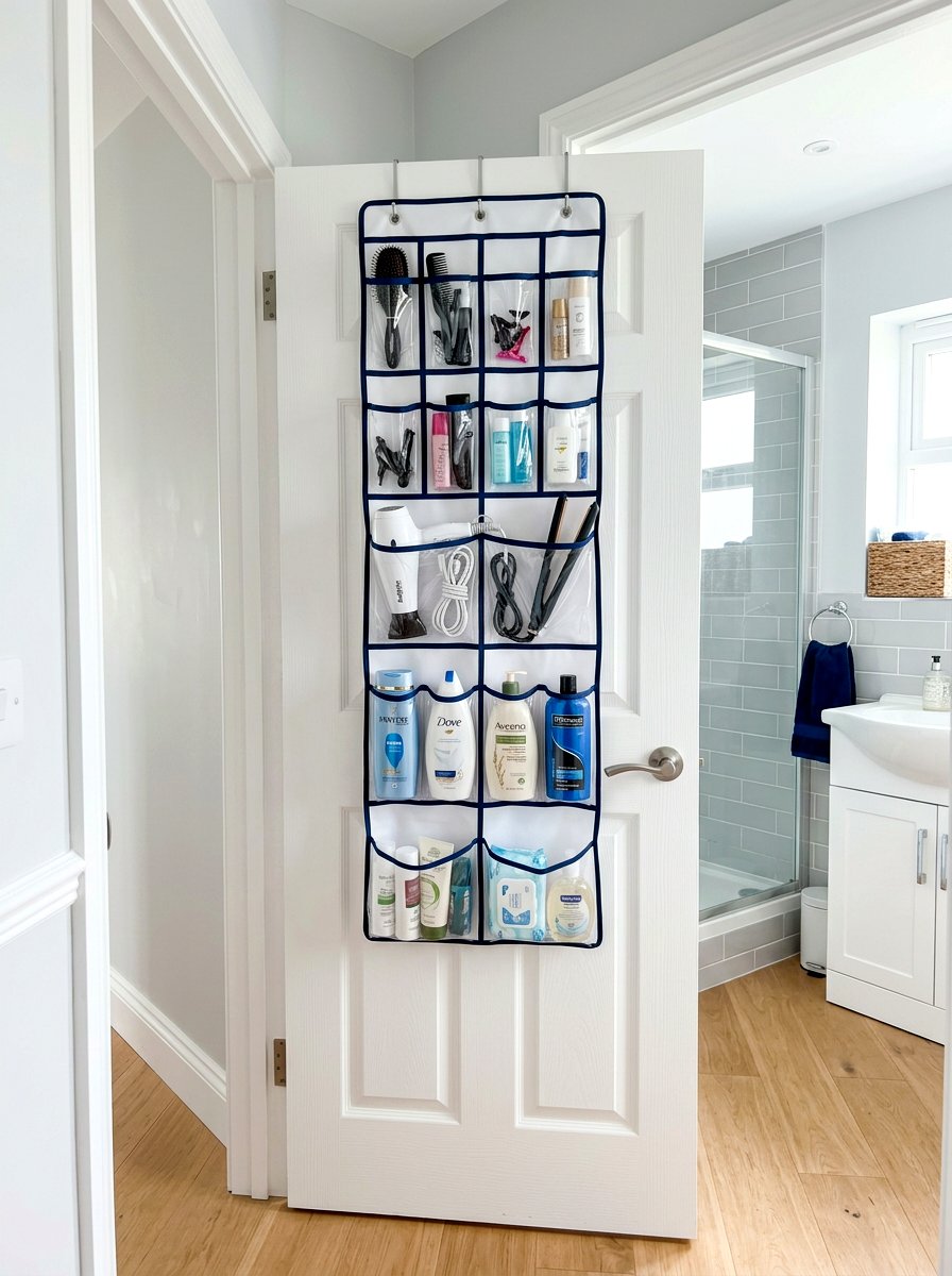 Over The Door Rack - 30 tiny bathroom storage ideas