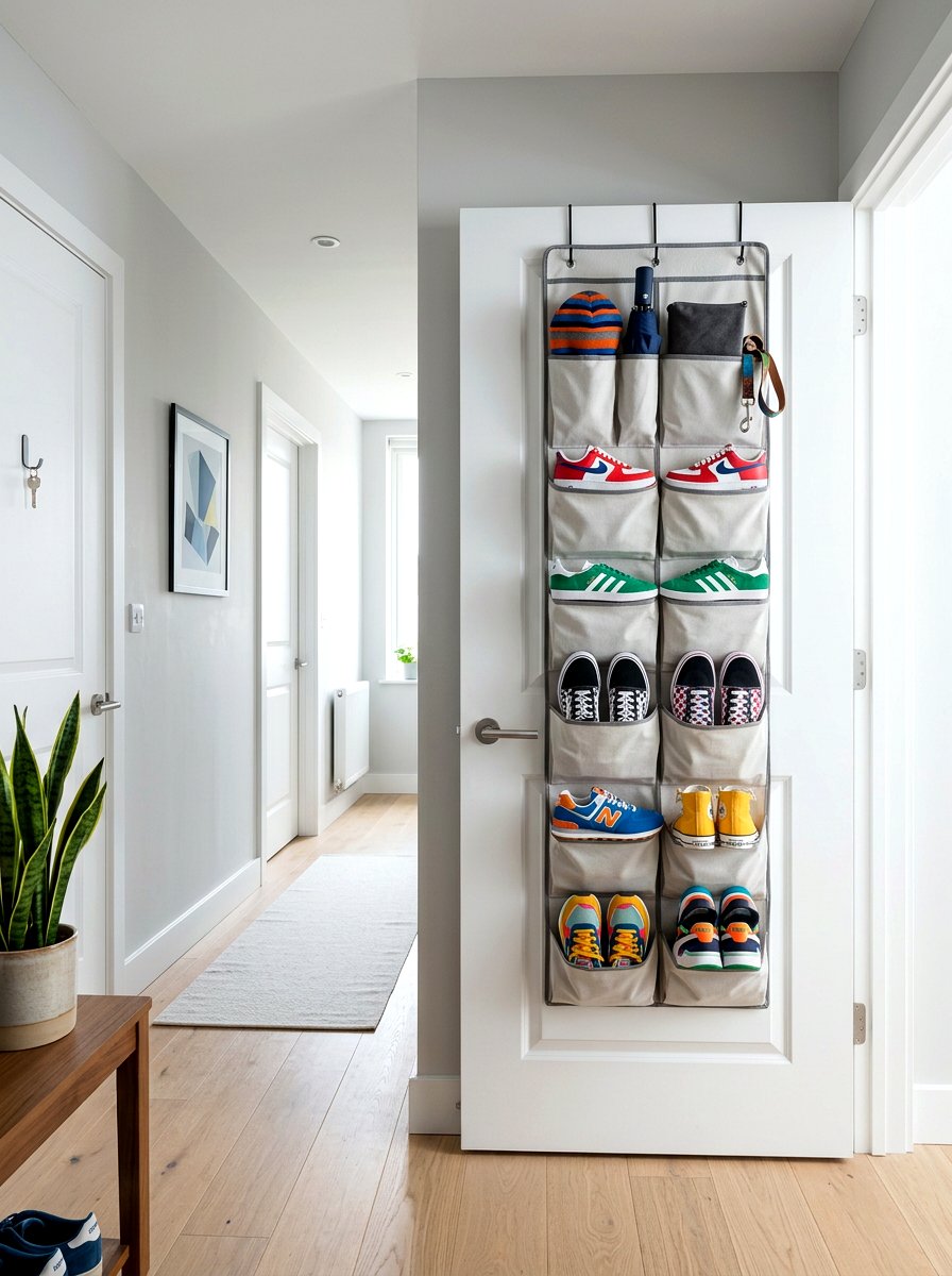 Over The Door Shoe Rack - 30 apartment organization reset ideas