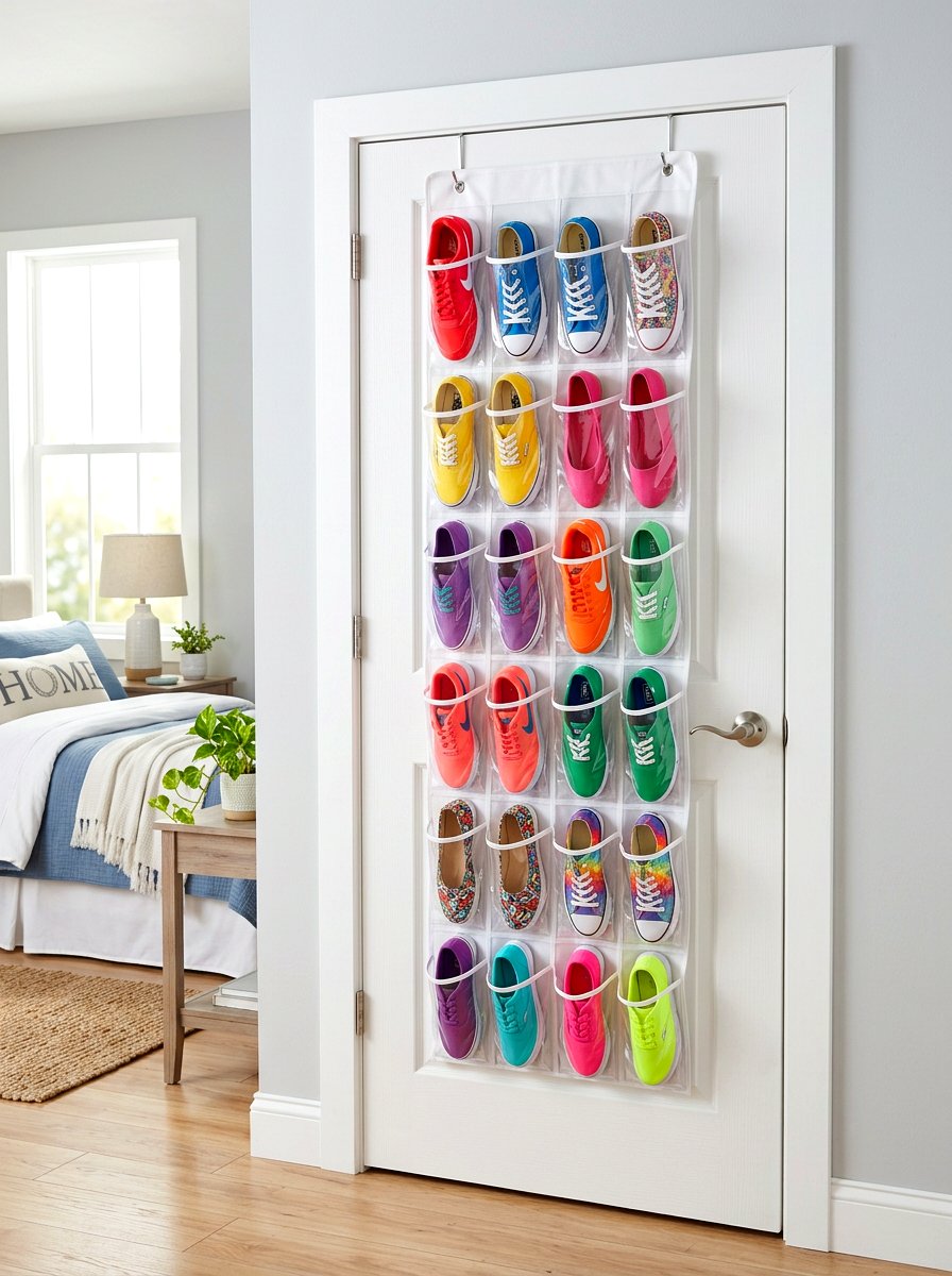 Over The Door Shoe Storage - 30 compact closet ideas