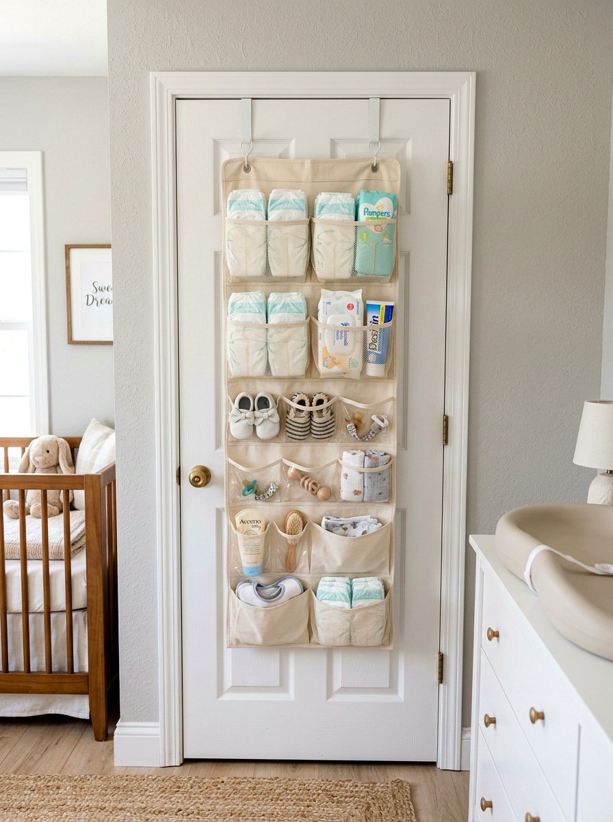 Over The Door Storage - 30 nursery closet ideas