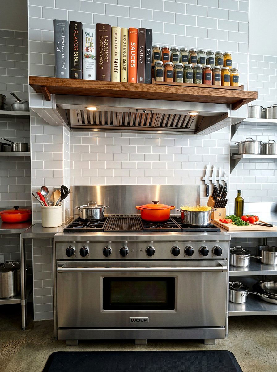 Over The Range Shelf - 30 cookbook kitchen shelf ideas
