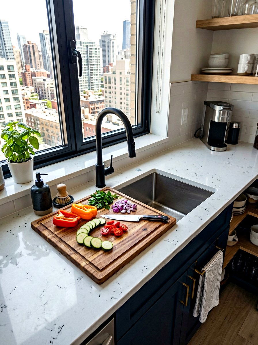 Over The Sink Board - 30 tiny apartment kitchen ideas