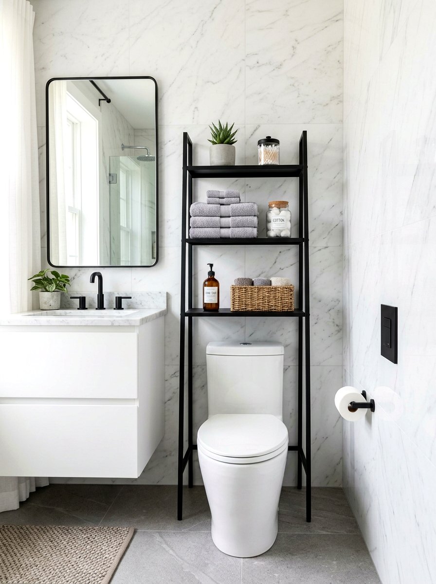 Over The Toilet Shelf - 30 bathroom storage ideas