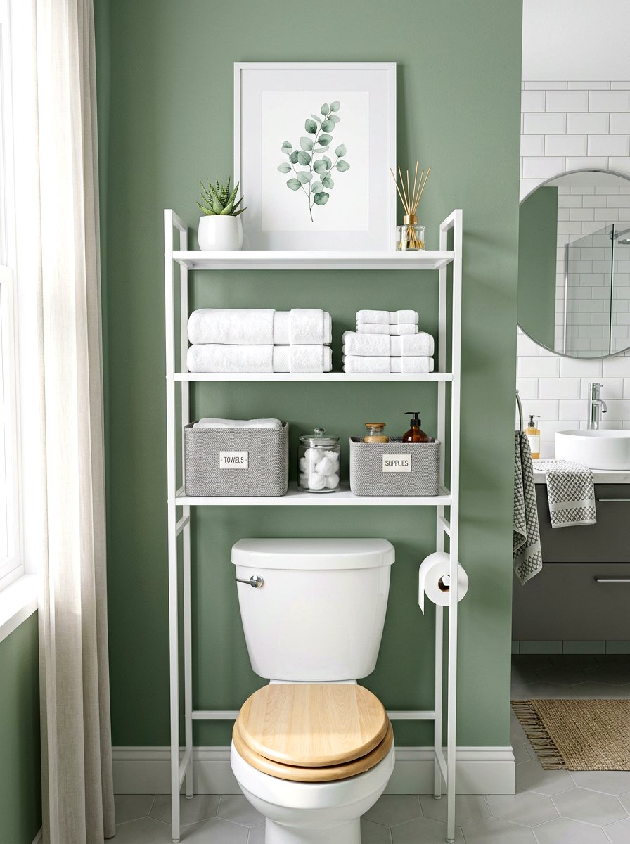 Over The Toilet Storage - 30 no drill shelf styling ideas