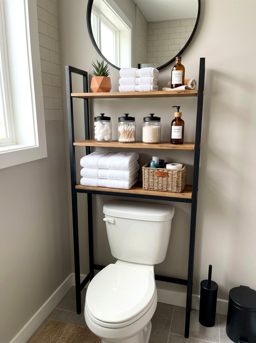 Over The Toilet Storage Rack - 30 small rental bathroom ideas