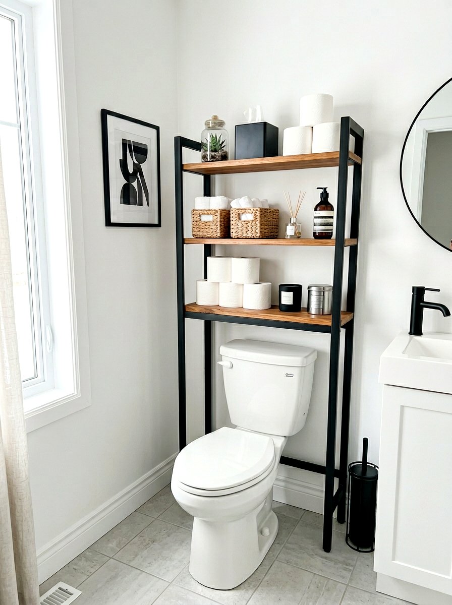 Over The Toilet Storage Rack - 30 tiny apartment bathroom ideas