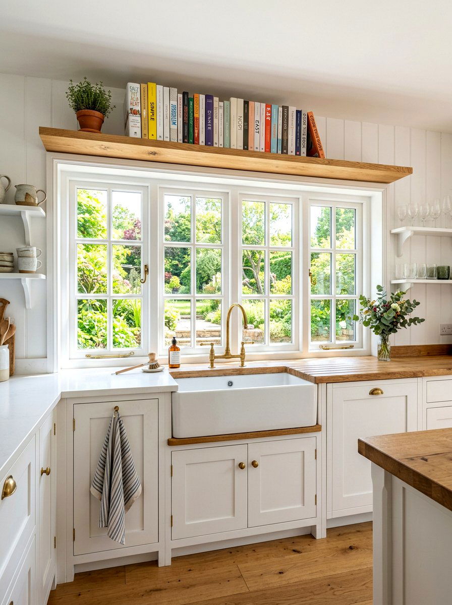 Over The Window Ledge - 30 cookbook display kitchen ideas