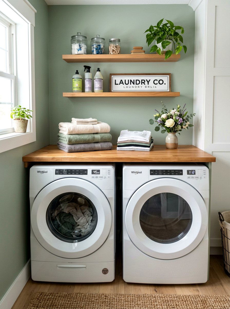 Over Washer Storage - 30 laundry room shelf ideas