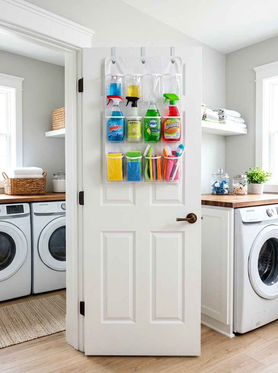 Over the door cleaning rack - 30 cleaning supply storage ideas
