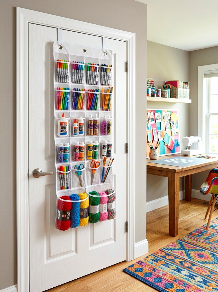 Over the door craft organizer - 30 craft corner ideas