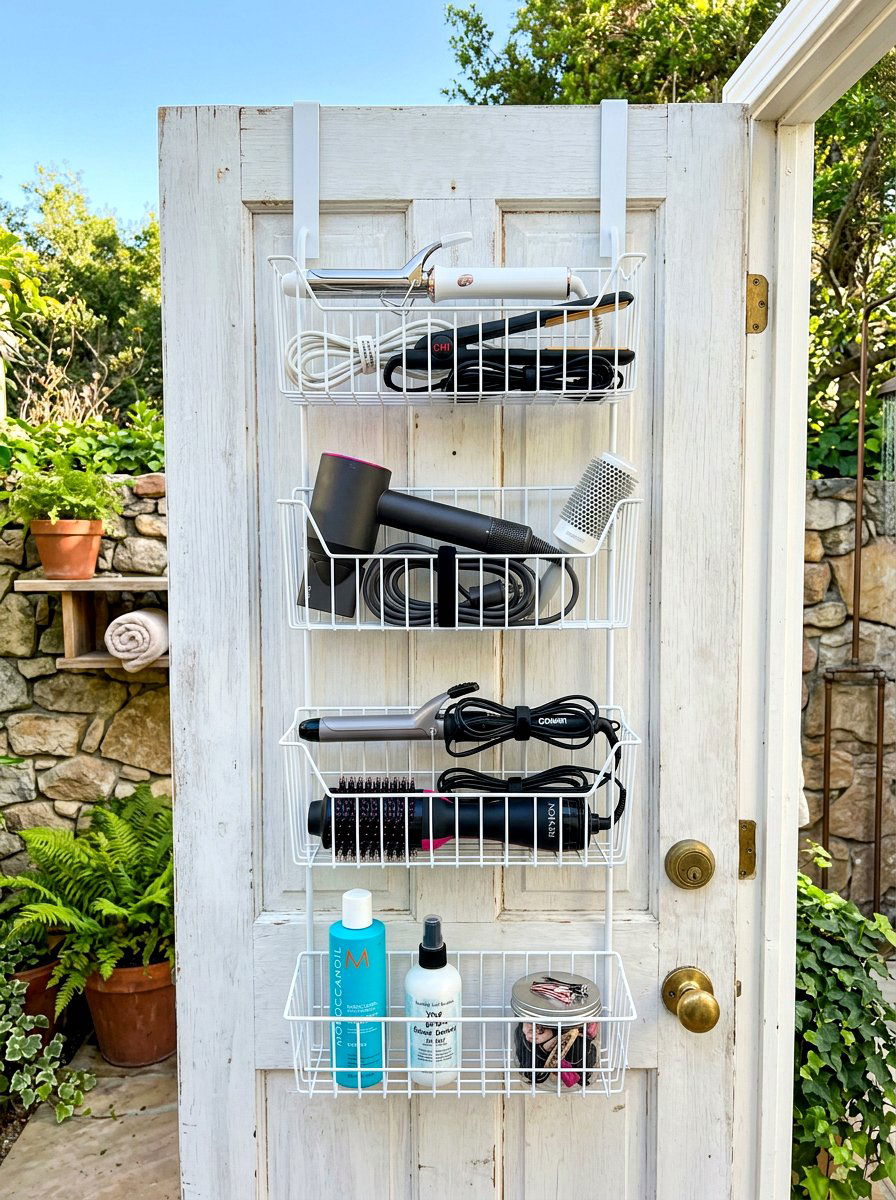 Over the door hair tool rack - 30 hair tool storage ideas