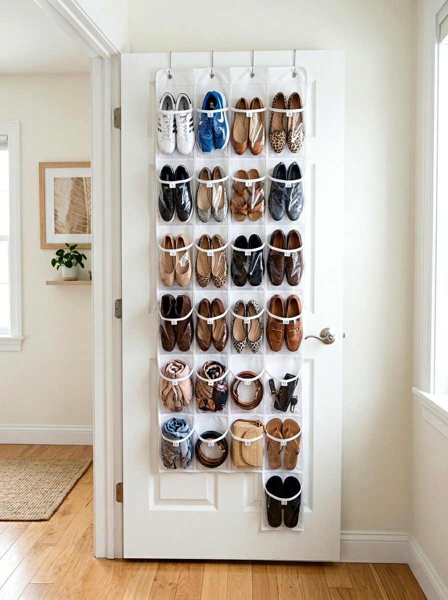 Over the door organizer - 30 minimalist bedroom storage ideas