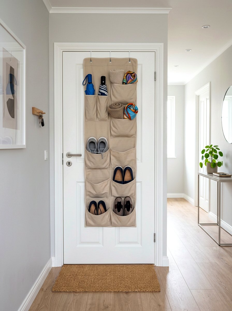 Over the door organizer - 30 renter friendly entryway ideas