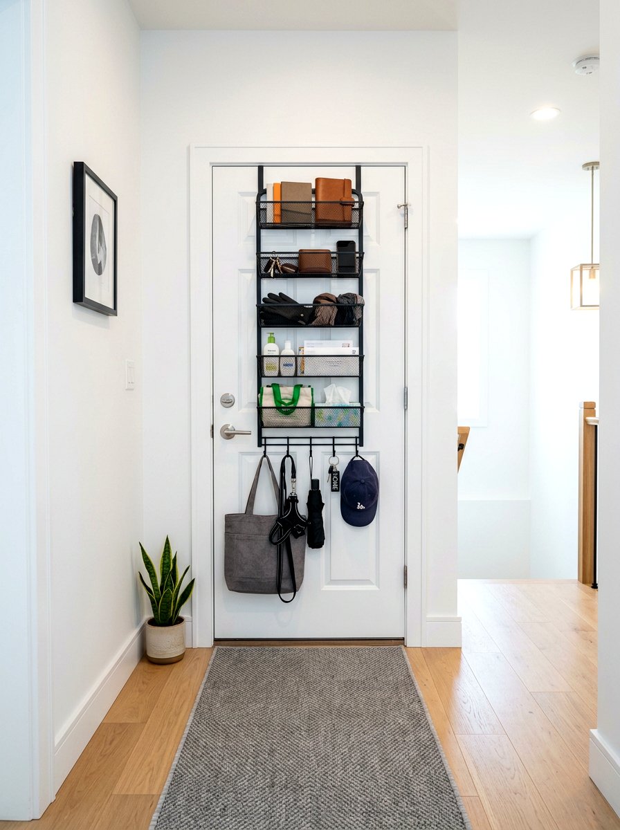 Over the door organizer for hallway - 30 narrow rental hallway ideas