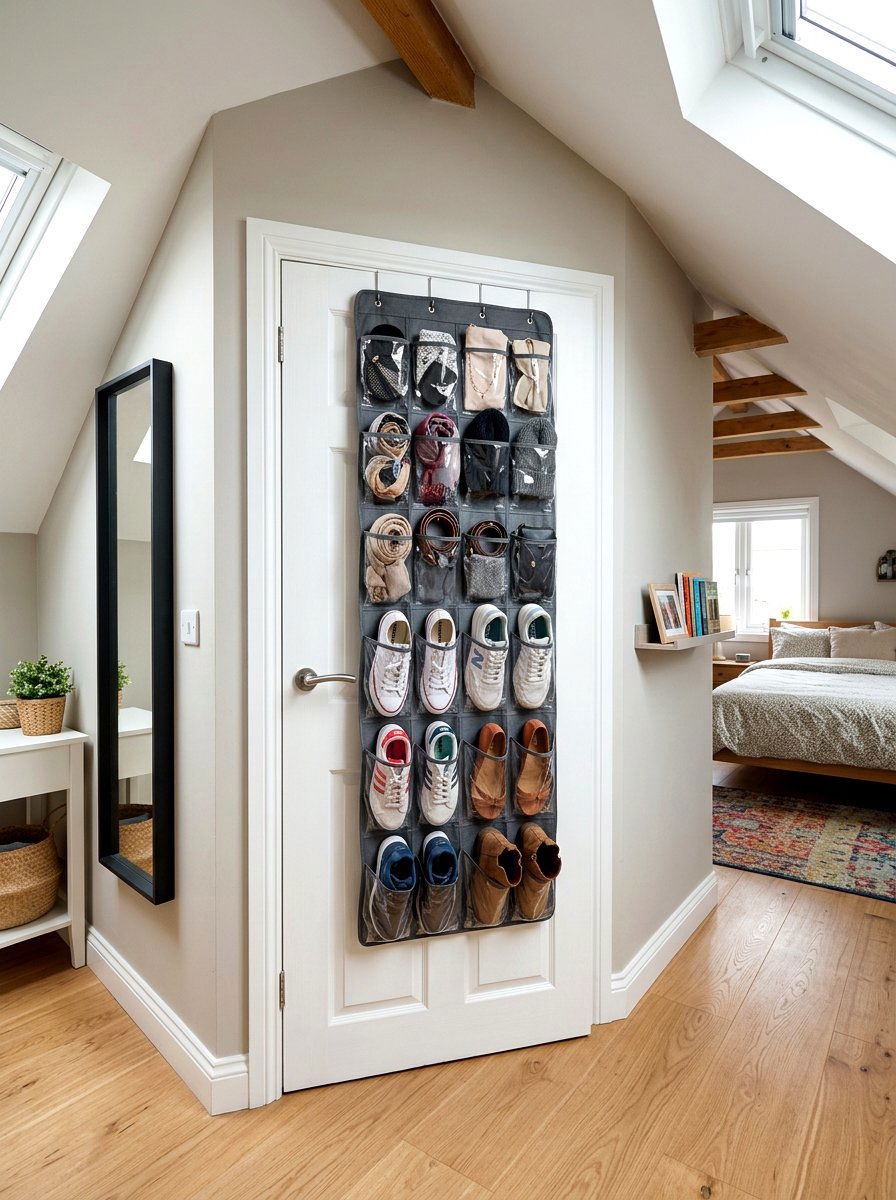 Over the door organizers - 30 attic bedroom storage ideas
