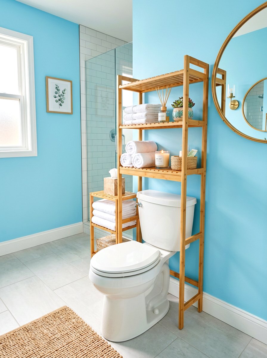 Over the toilet storage - 30 no drill shelving ideas