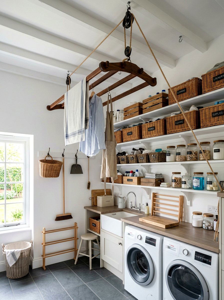 Overhead Ceiling Storage - 30 small utility room ideas