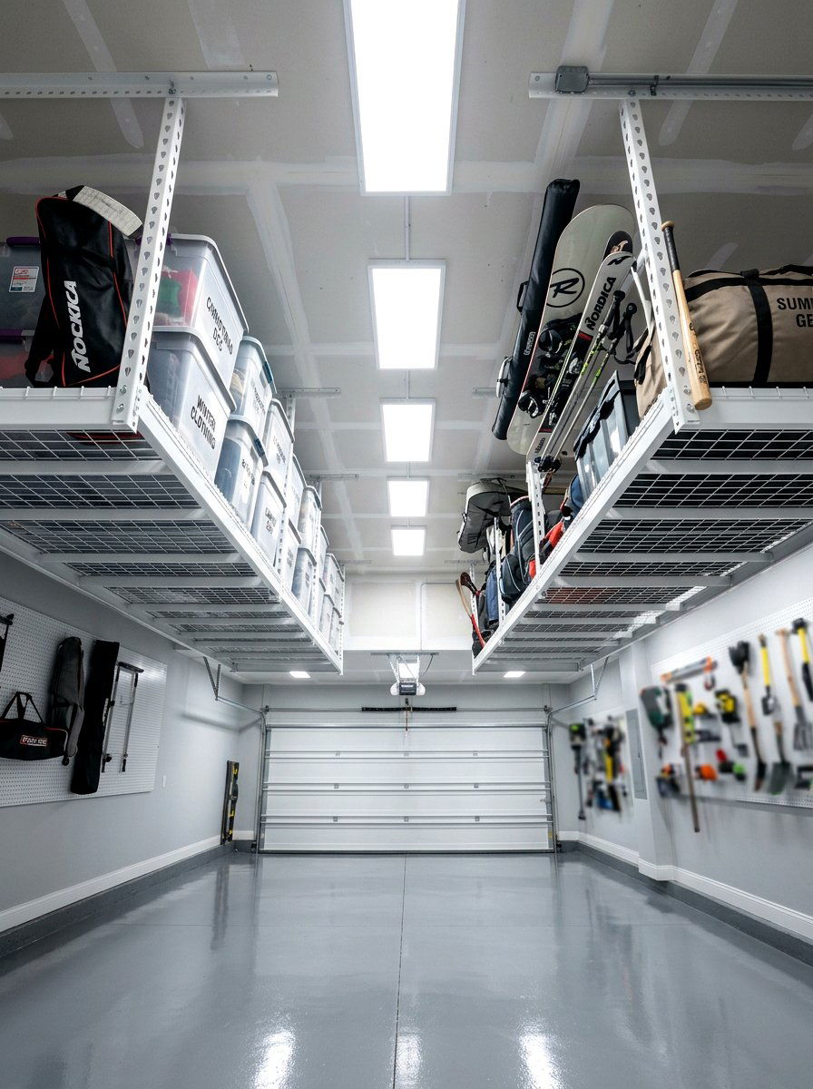 Overhead Garage Storage Rack - 30 garage makeover ideas
