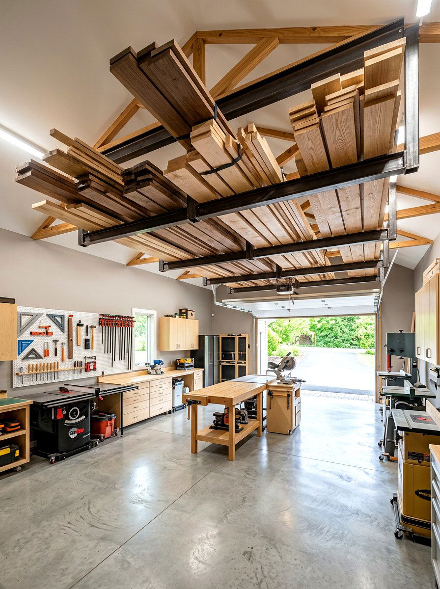 Overhead Lumber Storage Rack - 30 garage overhead rack ideas