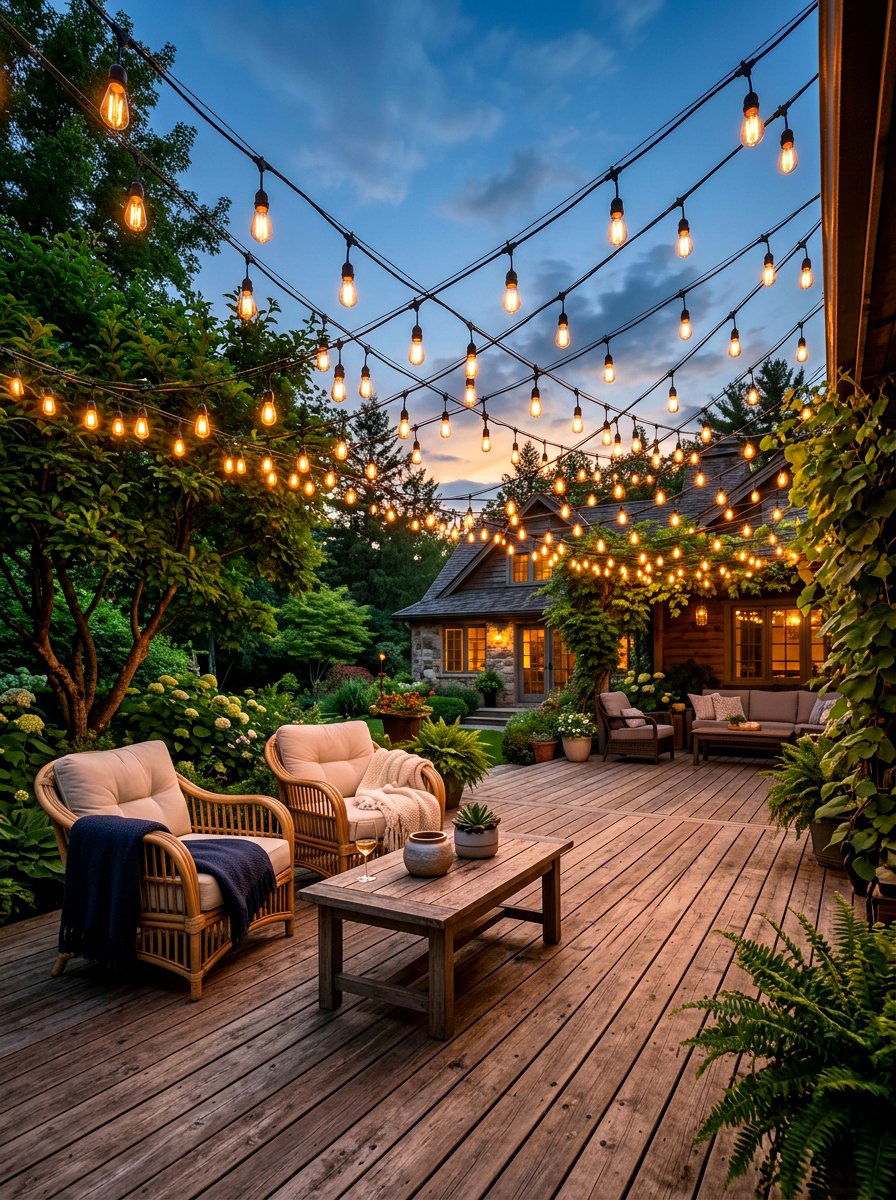 Overhead String Light Patio - 30 starlit patio ideas