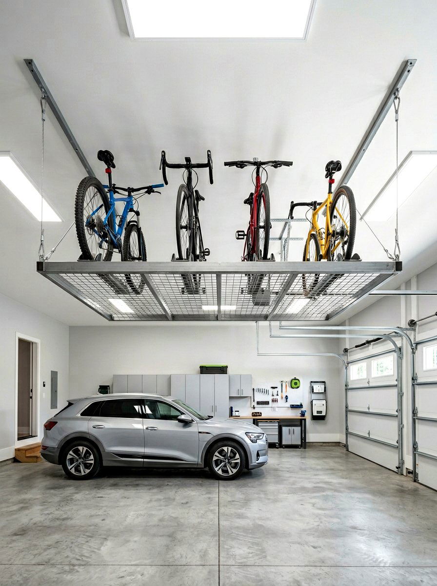 Overhead garage storage for bikes - 30 garage bike storage ideas