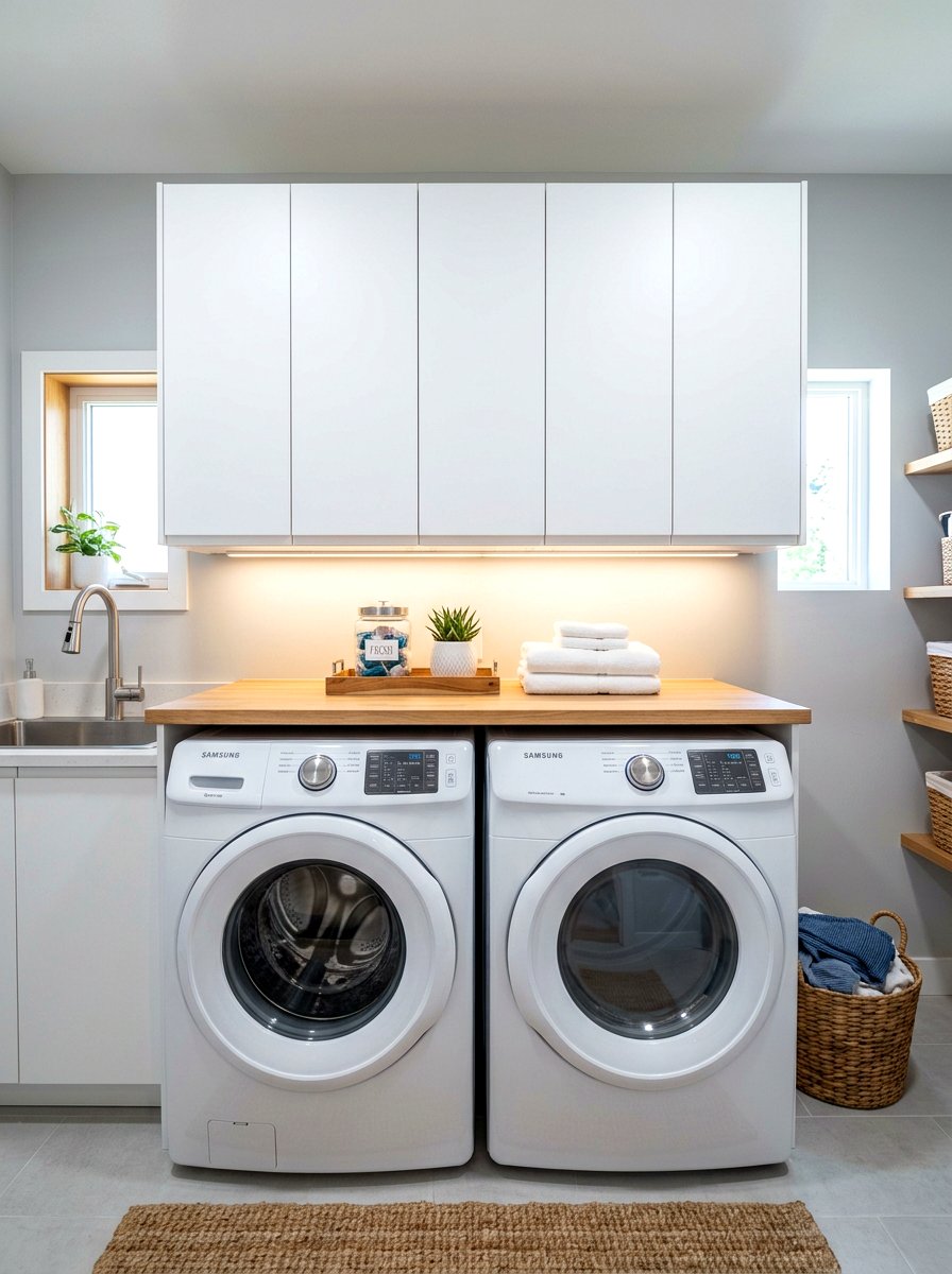 Overhead laundry room cabinets - 30 mudroom laundry room ideas