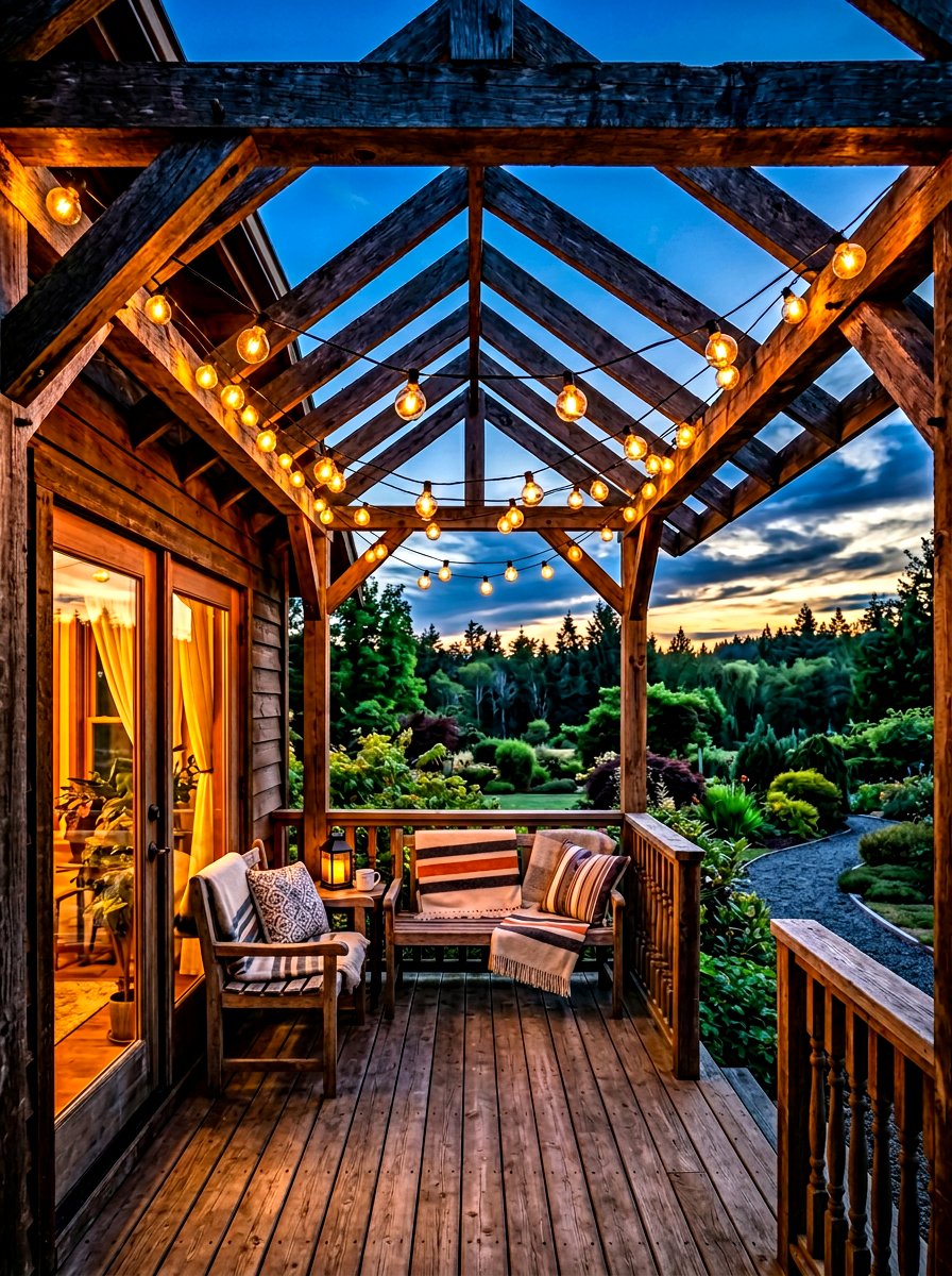 Overhead string lights - 30 stoop decor ideas