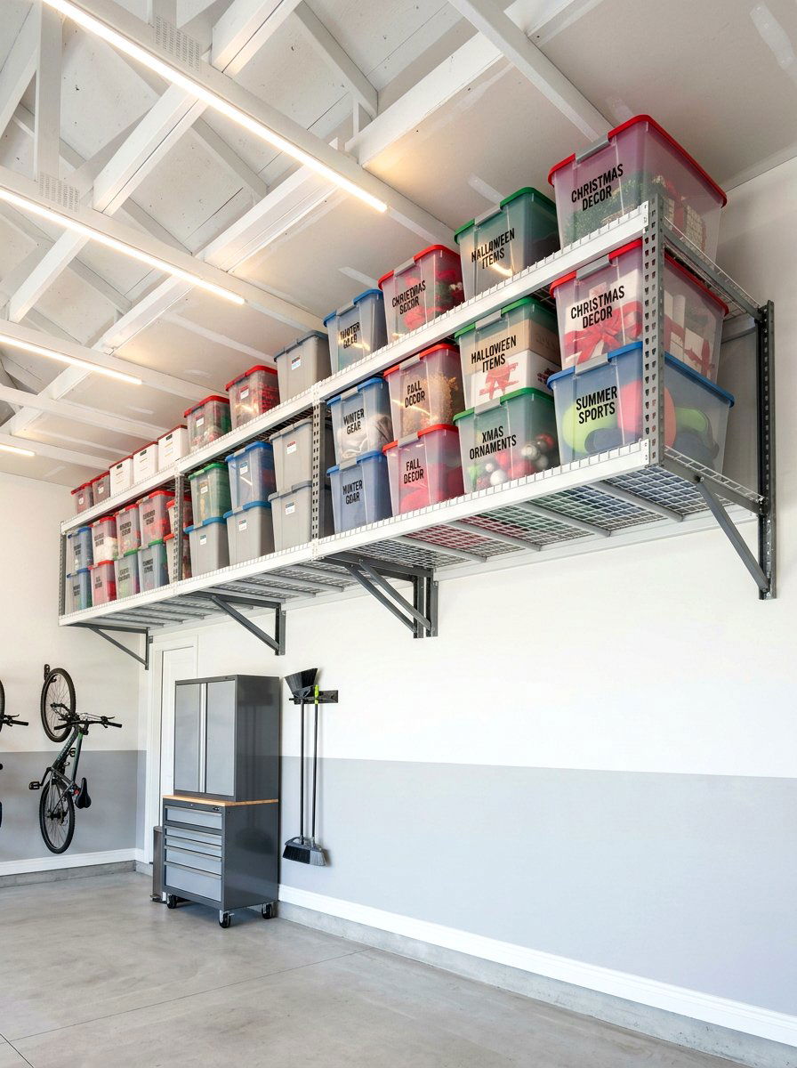 Overhead wall storage racks - 30 garage wall storage ideas