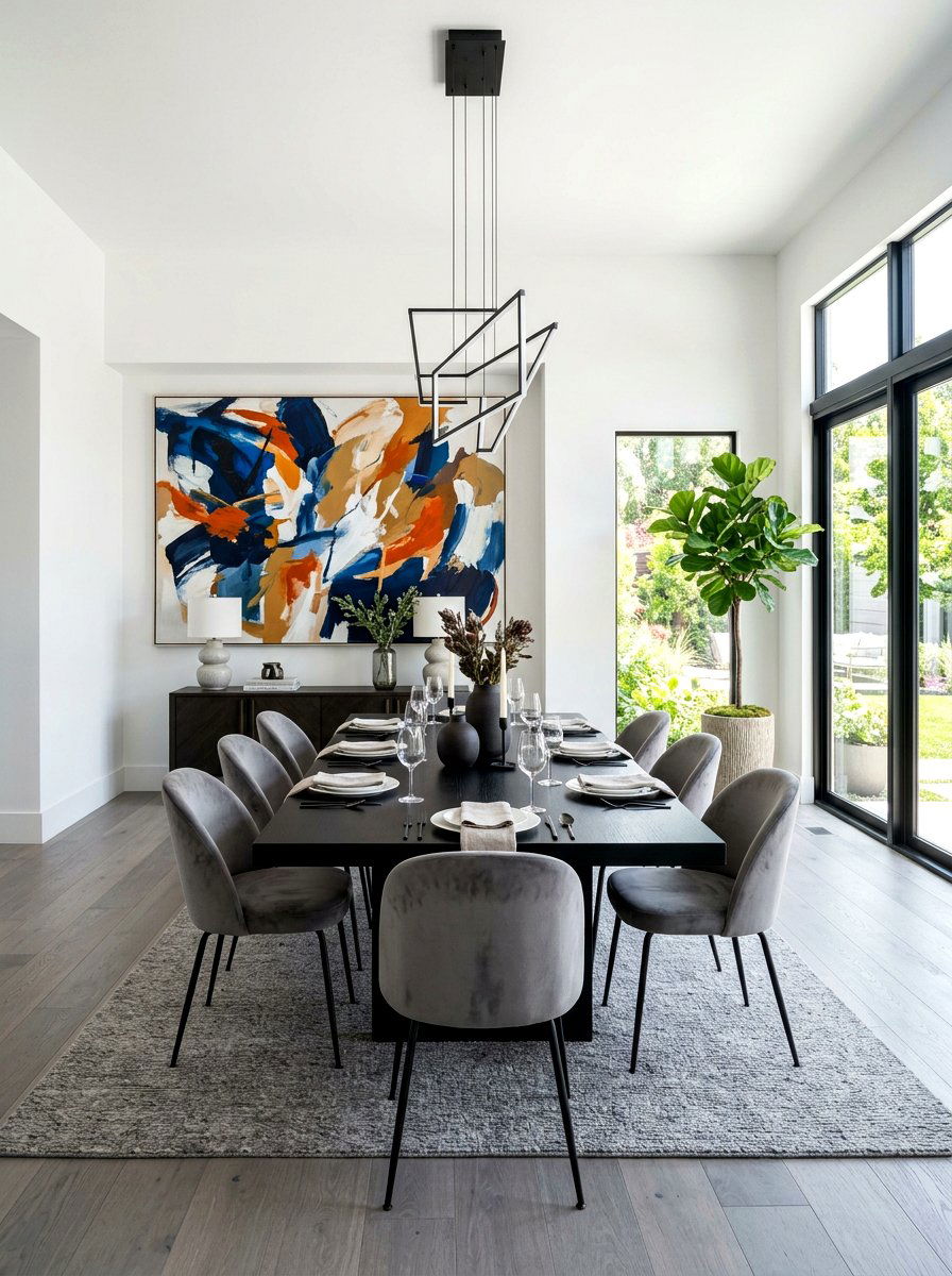 Oversized Abstract Dining Art - 30 dining room wall decor ideas
