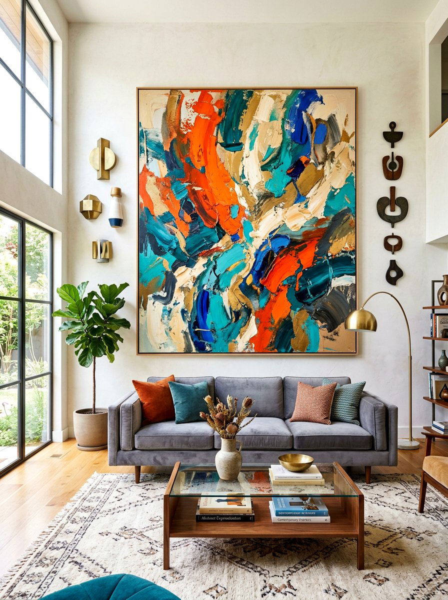 Oversized Abstract Painting - 30 maximalist art wall ideas