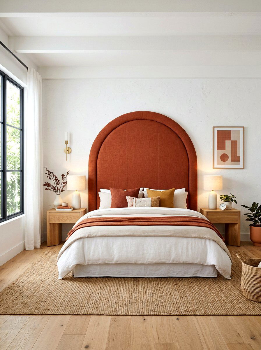 Oversized Arch Headboard - 30 statement headboard bedroom ideas