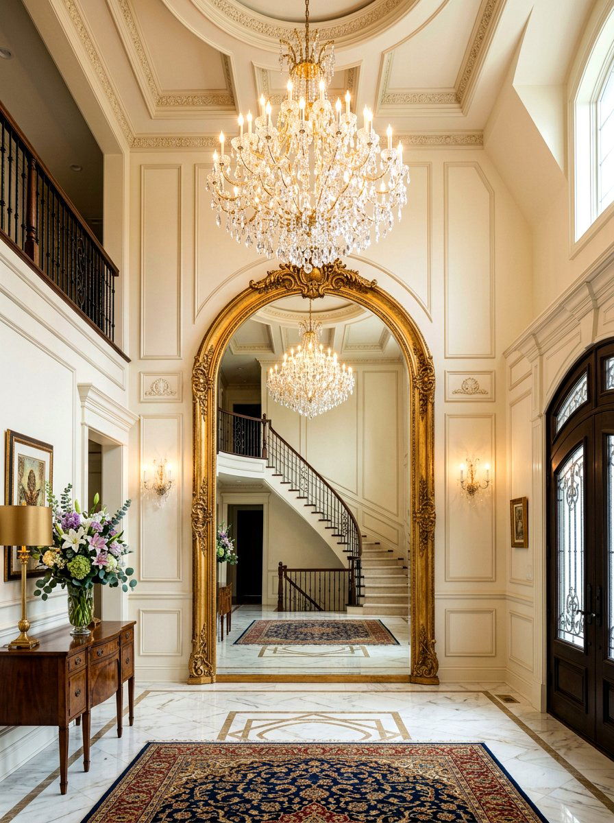 Oversized Arched Mirror Entryway - 30 arched foyer mirror ideas